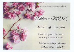 Pozvánka na Zábavu MDŽ dne 28.3.2026