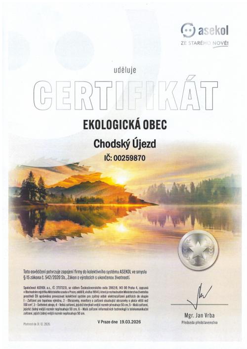 stříbrný certifikát Ekologická obec  1